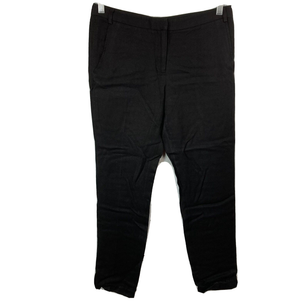 Tibiā Pants Womens Sz 2 Black Flat Front Mid Rise Straight Leg Dress Trousers